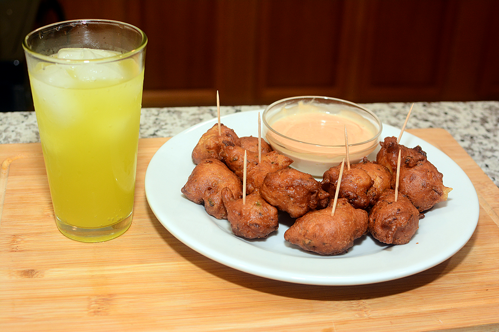 Conch Poppers and a cool drink